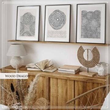 Wood Dragon  Üçlü Set Tablo