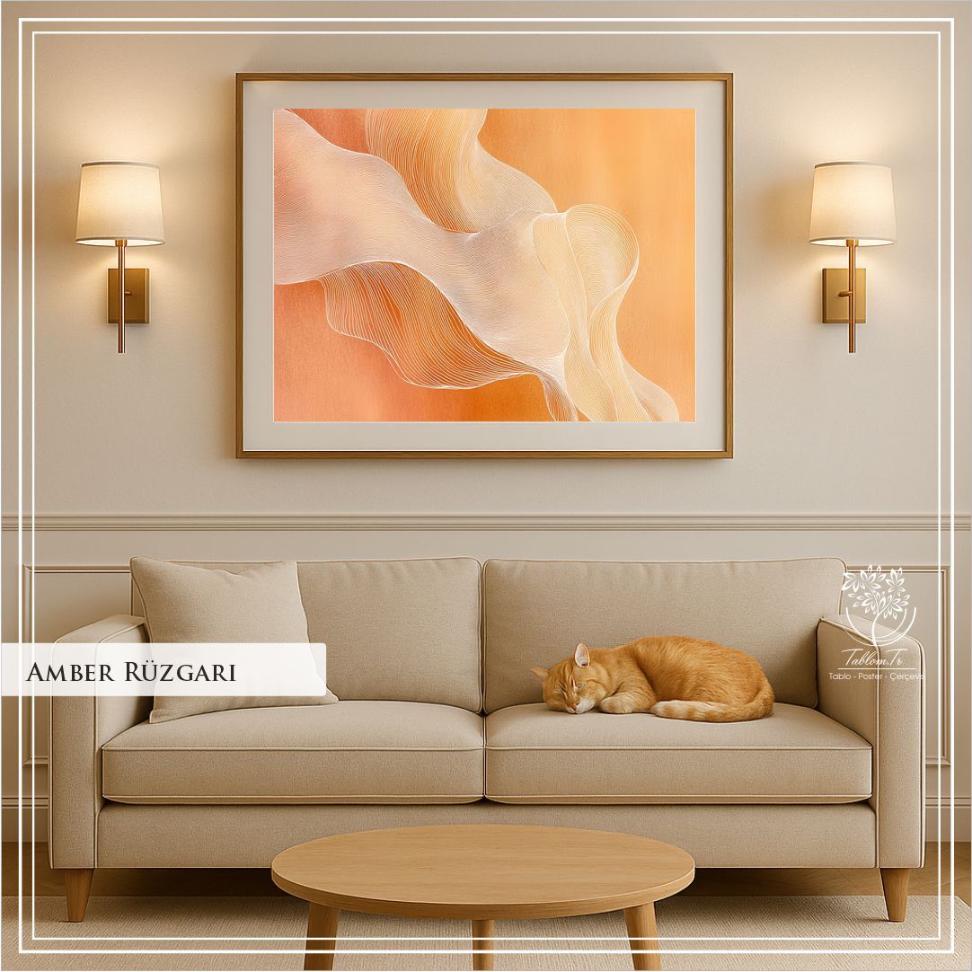 Dijital Baskılı Metal Çerçeveli Gercek Camlı Tekli Büyük Tablo - Amber Rüzgarı (70*120 cm)