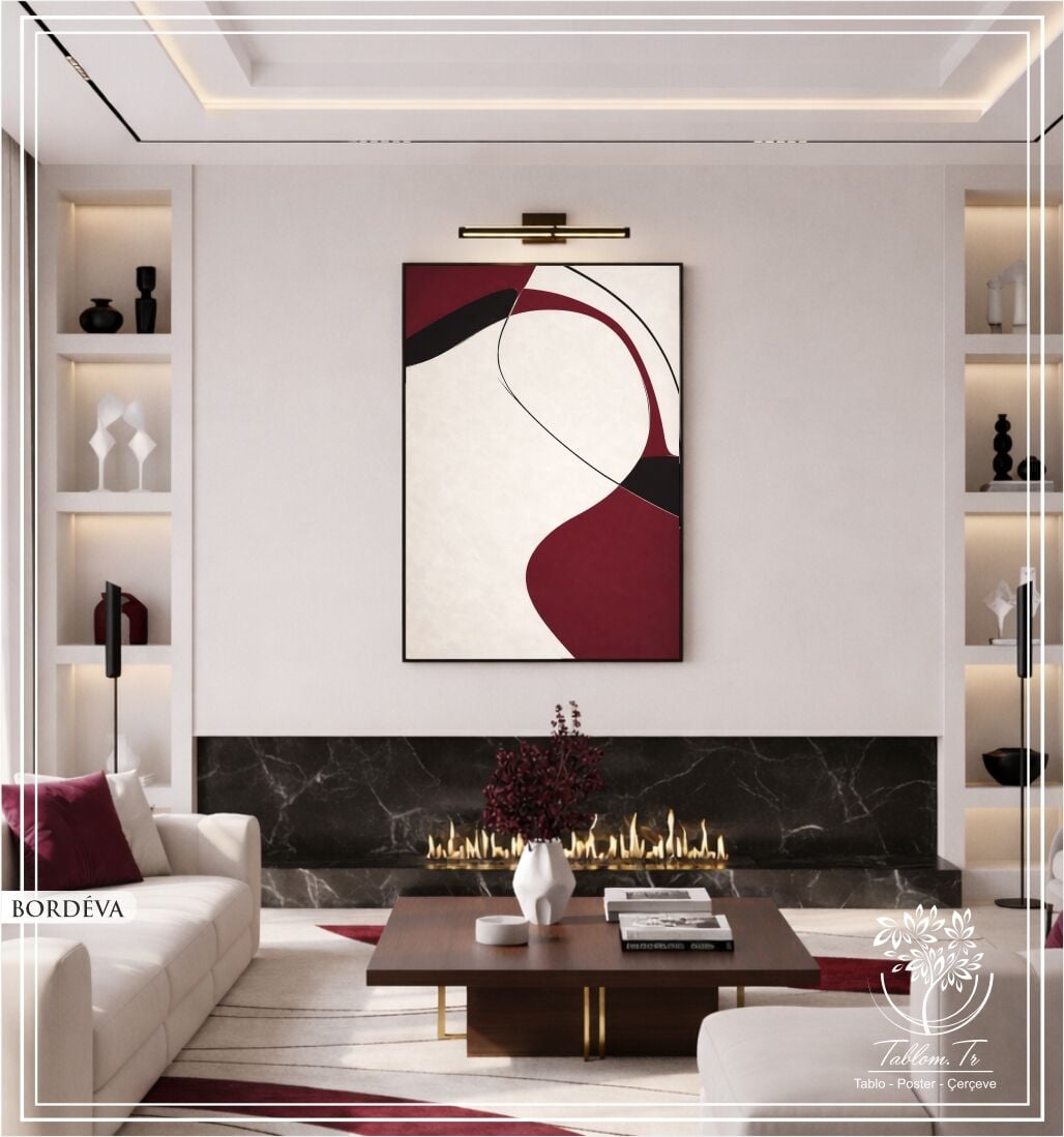 Dijital Baskılı Metal Çerçeveli Camlı Tekli Tablo -Bordeva