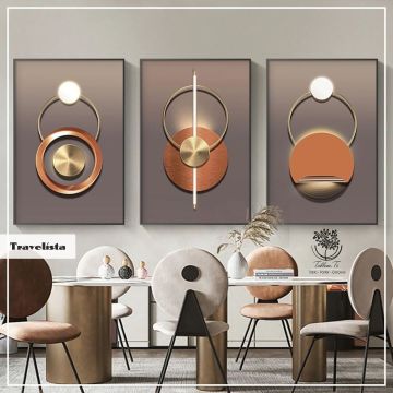 Travelista Üçlü Tablo Gold - 30x40 CM