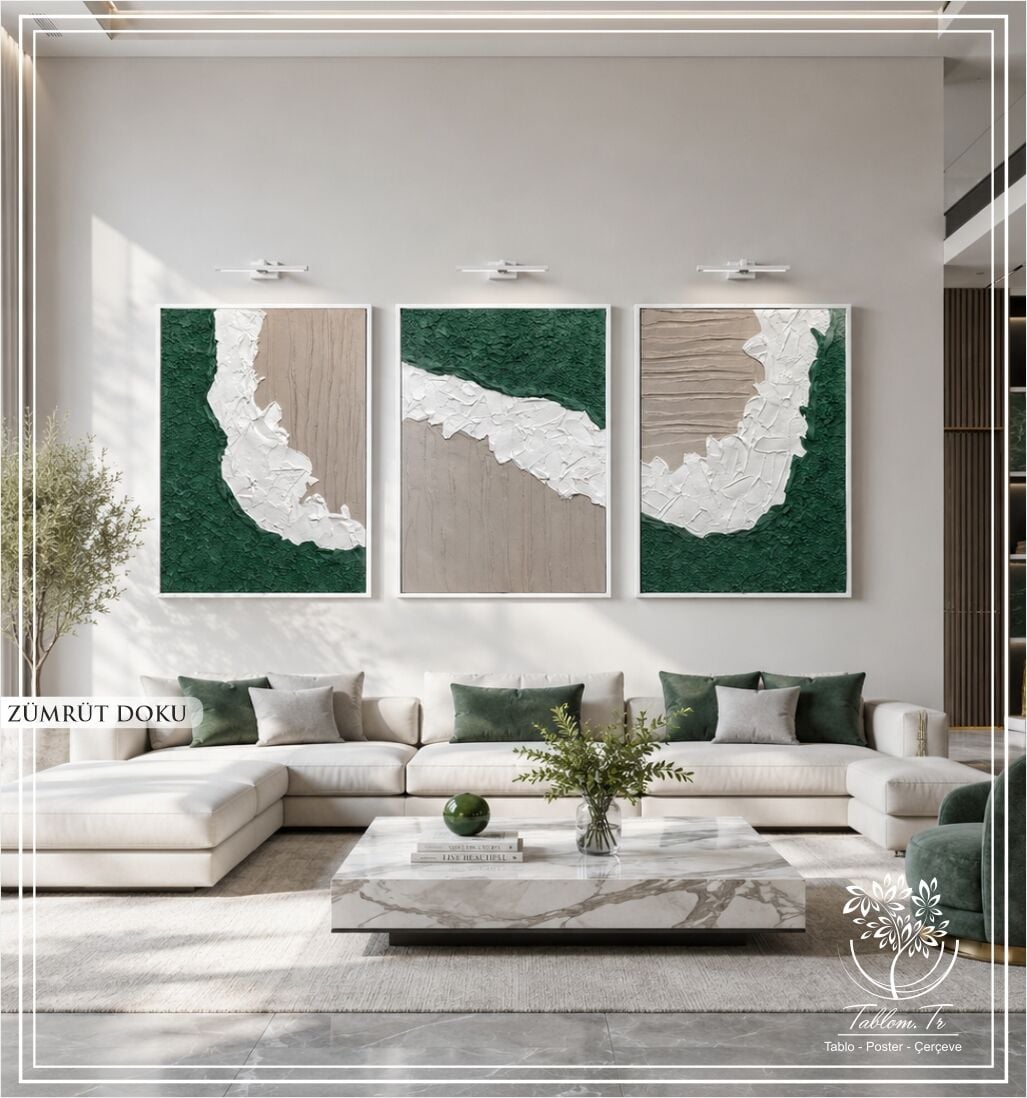 Zümrüt Doku | El İşçiliği Dokulu Tablo Seti 50x70