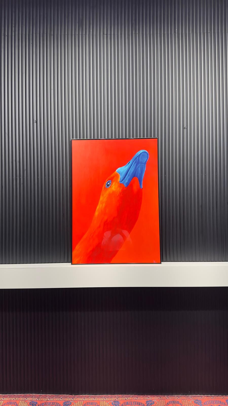 Dijital Baskılı Metal Çerçeceli Camlı Tekli Tablo - Mavi Gaga