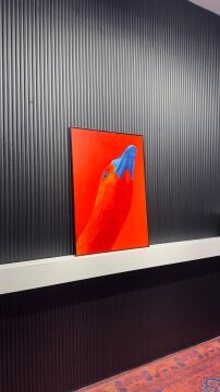 Dijital Baskılı Metal Çerçeceli Camlı Tekli Tablo - Mavi Gaga