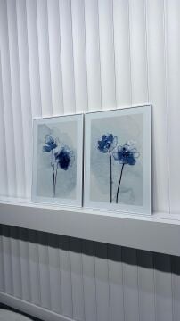 Dijital Baskılı Metal Çerçeveli Camlı İkili Dekoratif Tablo - Gece Çiçekleri