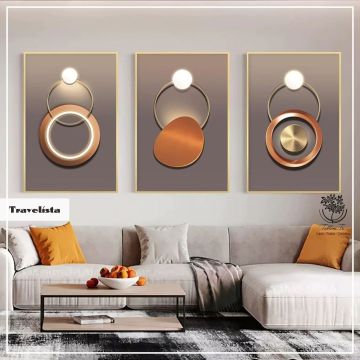 Travelista Üçlü2 Tablo Gold - 40x50 CM