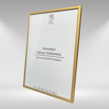 Gold Metal Çerçeveli Camlı Boş Çerçeve 21x30 CM - Tekli