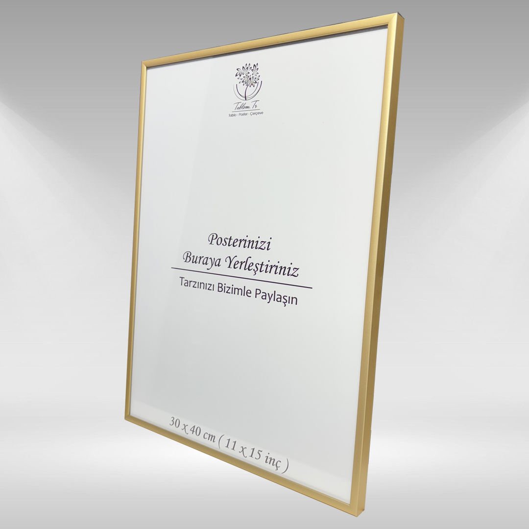Gold Metal Çerçeveli Camlı Boş Çerçeve 30x40 CM - Tekli