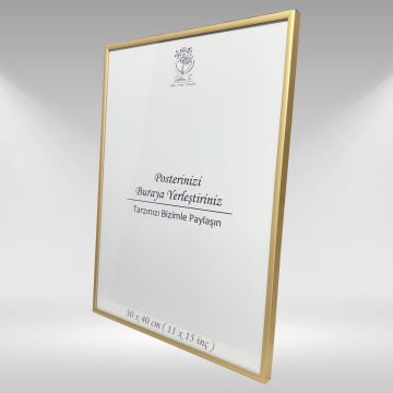 Gold Metal Çerçeveli Camlı Boş Çerçeve 30x40 CM - Tekli