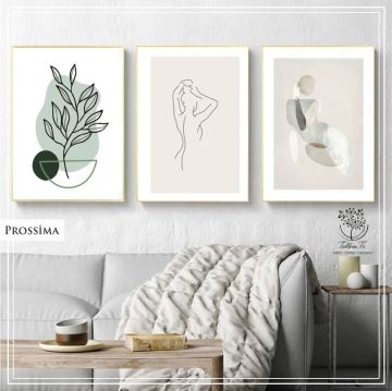 Prossima Üçlü Set Tablo Beyaz - 50x70 CM
