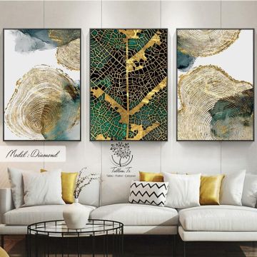 Diamond Üçlü Tablo Gümüş - 70x100 CM