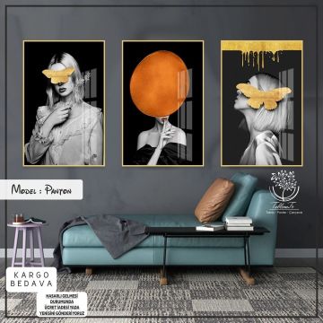 Panton Üçlü Tablo Siyah - 50x70 CM