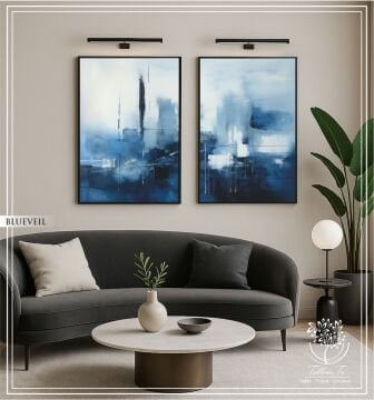Dijital Baskılı Metal Çerçeveli Camlı İkili Dekoratif Tablo - Blueveil