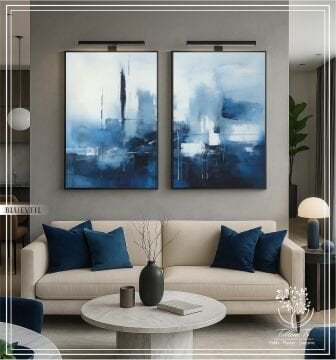 Dijital Baskılı Metal Çerçeveli Camlı İkili Dekoratif Tablo - Blueveil