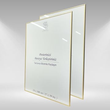Gold Metal Çerçeveli Camlı Boş Çerçeve 70x100 CM - İkili