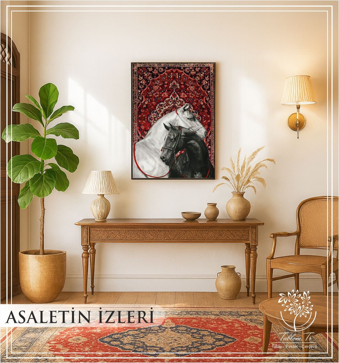 Dijital Baskılı Metal Çerçeceli Camlı Tekli Tablo - Asaletin İzleri