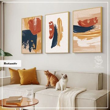 Botanity Üçlü Tablo Gümüş - 40x50 CM