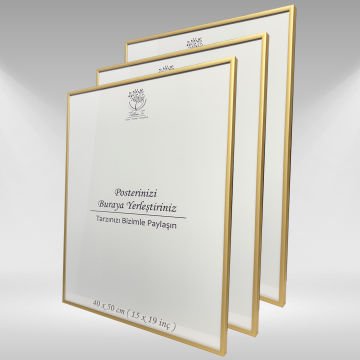 Gold Metal Çerçeveli Camlı Boş Çerçeve 40x50 CM - Üçlü