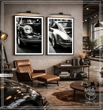 Dijital Baskılı Metal Çerçeveli Camlı İkili Dekoratif Tablo - Garaj 911