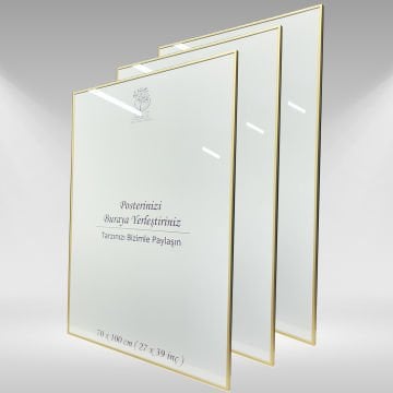 Gold Metal Çerçeveli Camlı Boş Çerçeve 70x100 CM - Üçlü