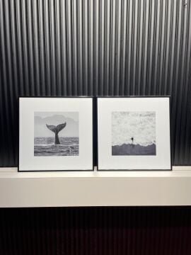 Metal Çerçeveli Camlı Okyanus 2'Li Dekoratif Tablo Seti