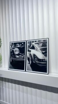 Dijital Baskılı Metal Çerçeveli Camlı İkili Dekoratif Tablo - Garaj 911