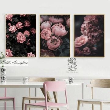 Herringbone Üçlü Tablo Siyah - 70x100 CM
