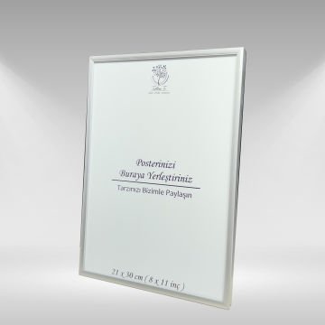 Gümüş Metal Çerçeveli Camlı Boş Çerçeve 21x30 CM - Tekli