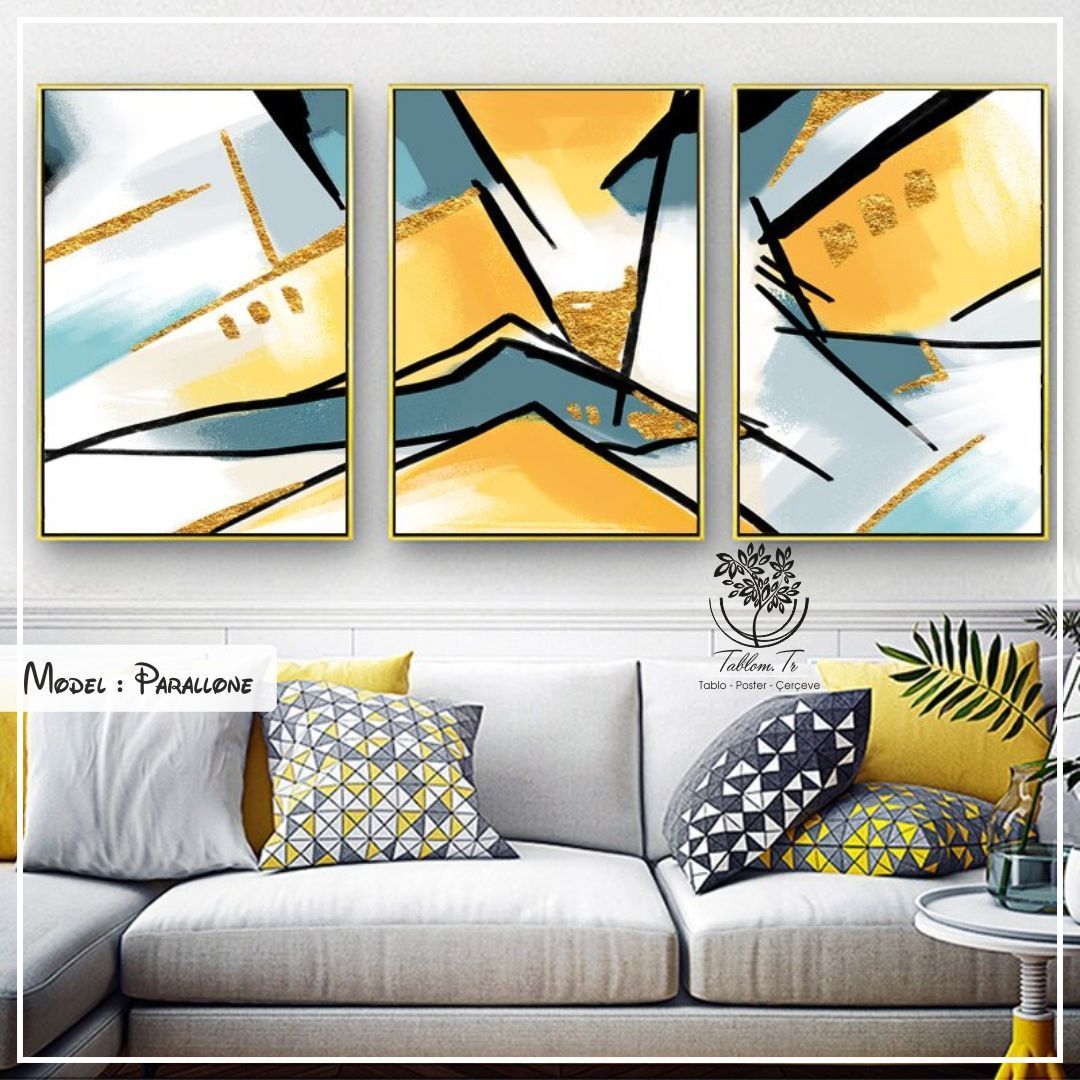 Parallone Üçlü Tablo Gold - 30x40 CM