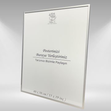 Gümüş Metal Çerçeveli Camlı Boş Çerçeve 40x50 CM - Tekli