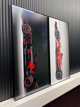 Dijital Baskılı Metal Çerçeveli Gerçek Camlı 2'li Tablo - Formula