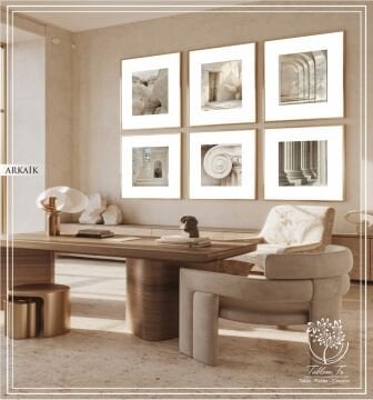 Metal Çerçeveli Camlı 6'Li Dekoratif Tablo Seti - Arkaik