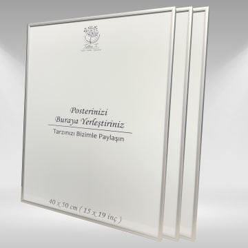 Gümüş Metal Çerçeveli Camlı Boş Çerçeve 40x50 CM - Üçlü