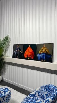 Metal Çerçeveli Gercek Camlı 3'lü Tablo - Asya'nın Işığı