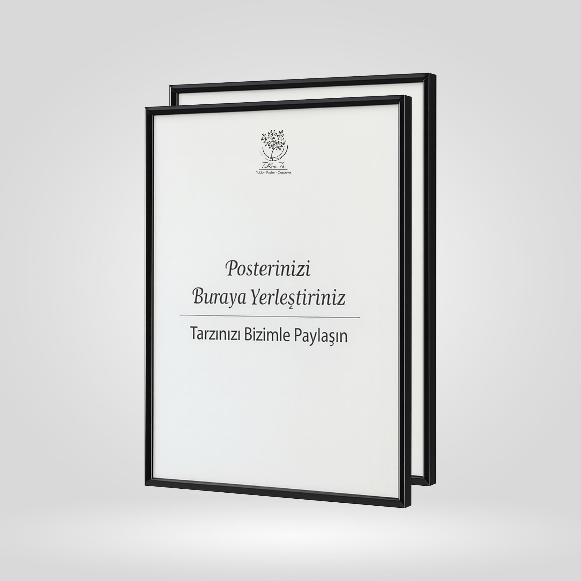 Siyah Metal Çerçeveli Camlı Boş Çerçeve