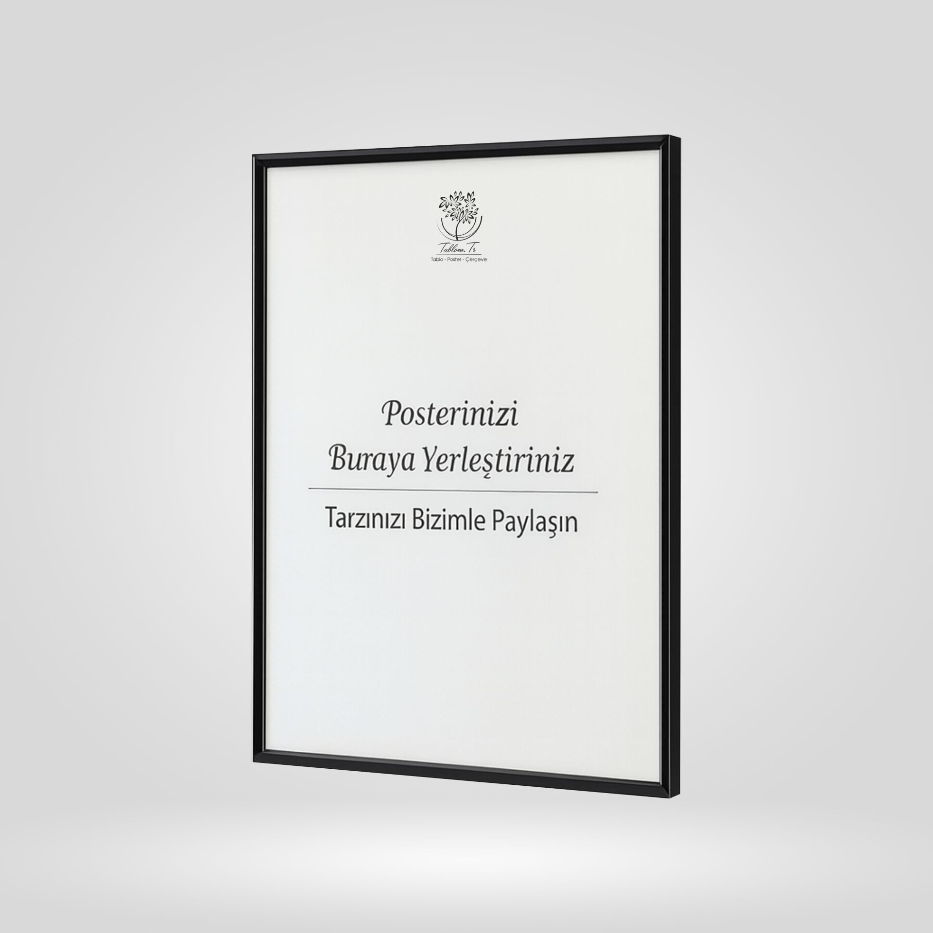 Siyah Metal Çerçeveli Camlı Boş Çerçeve