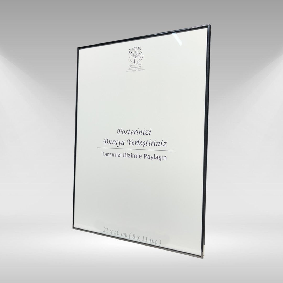 Siyah Metal Çerçeveli Camlı Boş Çerçeve 21x30 CM - Tekli