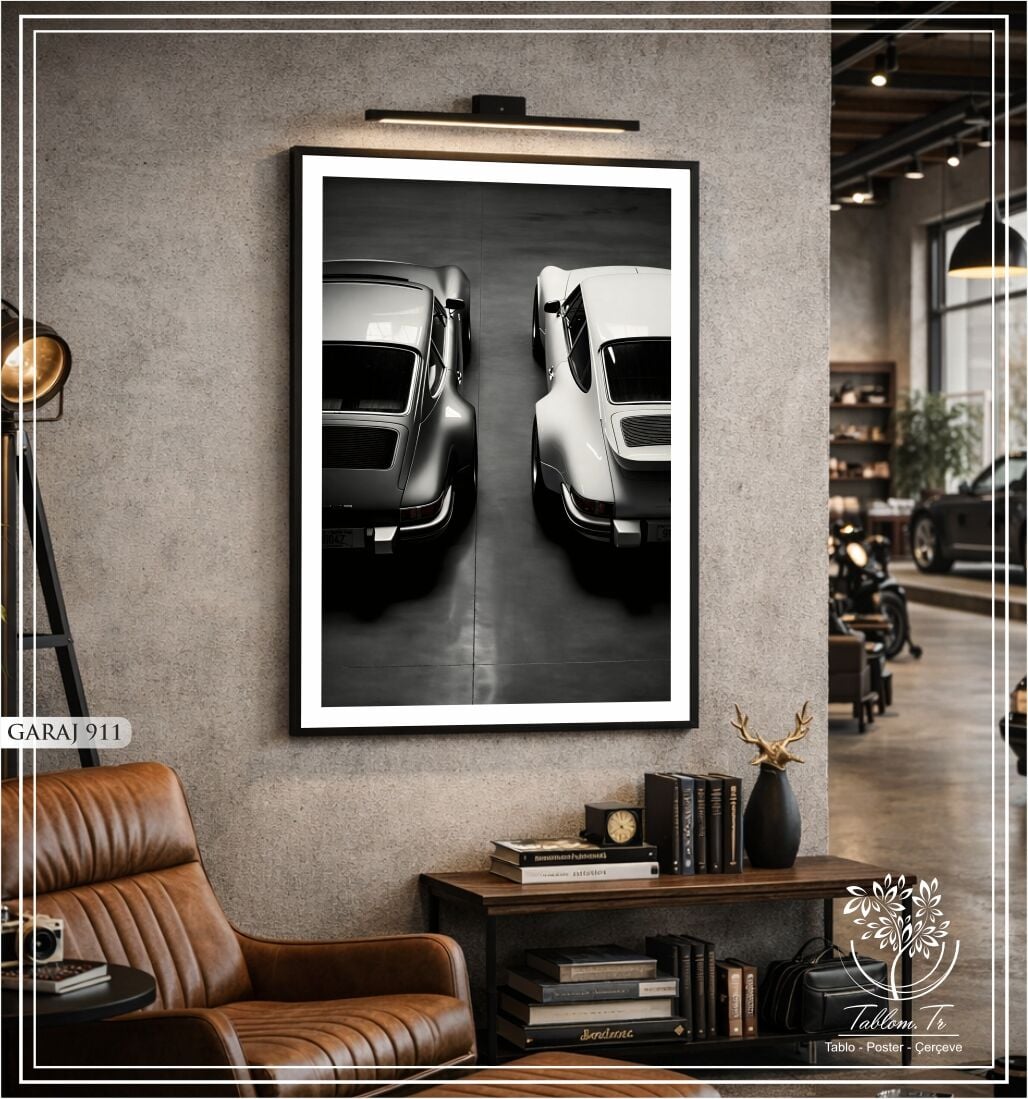 Dijital Baskılı Metal Çerçeveli Camlı Tekli Tablo - Garaj 911