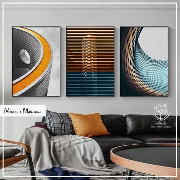 Mandoul Üçlü Tablo Siyah - 40x50 CM