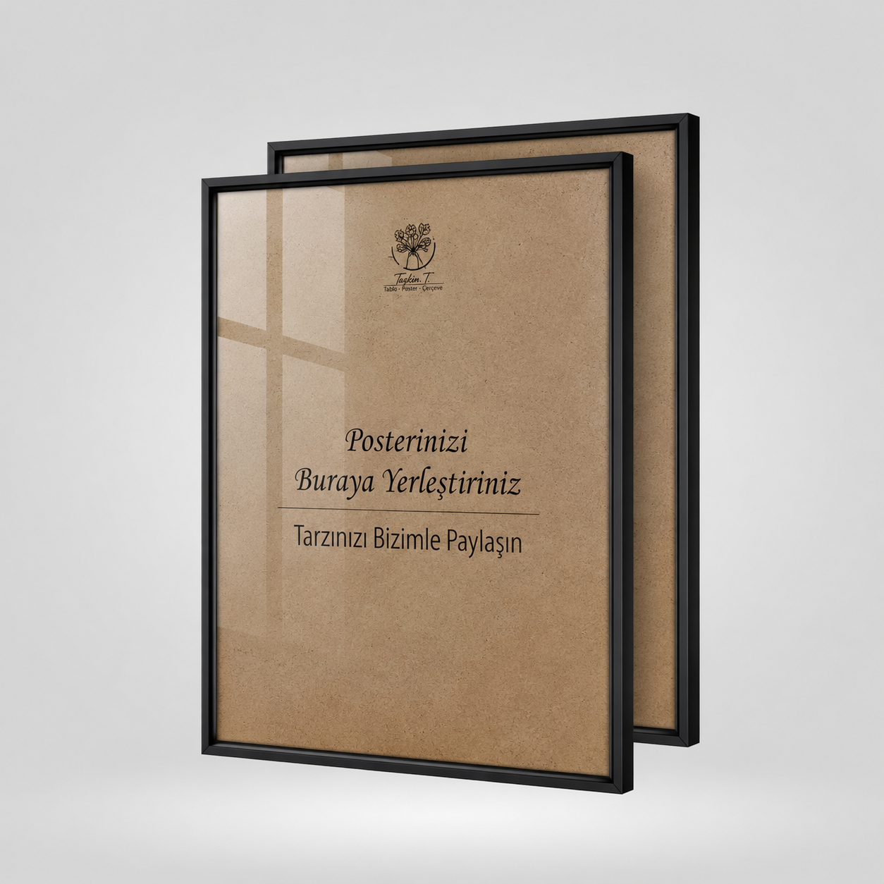 Siyah Metal Çerçeveli Camlı Boş Çerçeve 50x70 CM - İkili