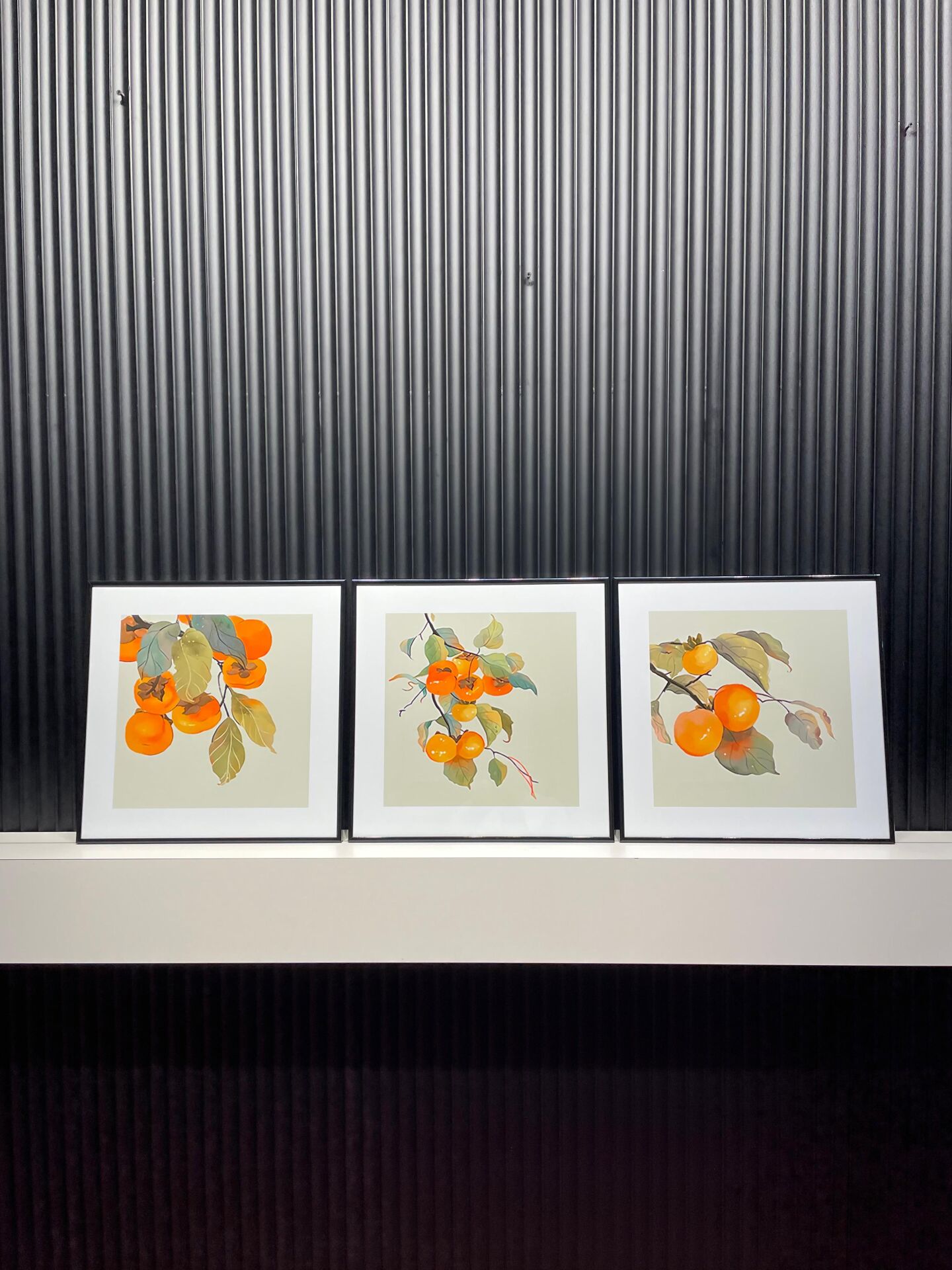 Metal Çerçeveli Camlı Persimmon 3'lü Dekoratif Tablo Seti