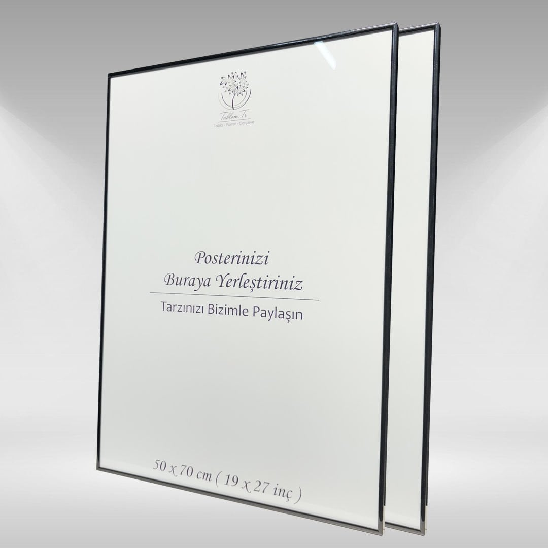 Siyah Metal Çerçeveli Camlı Boş Çerçeve 50x70 CM - İkili