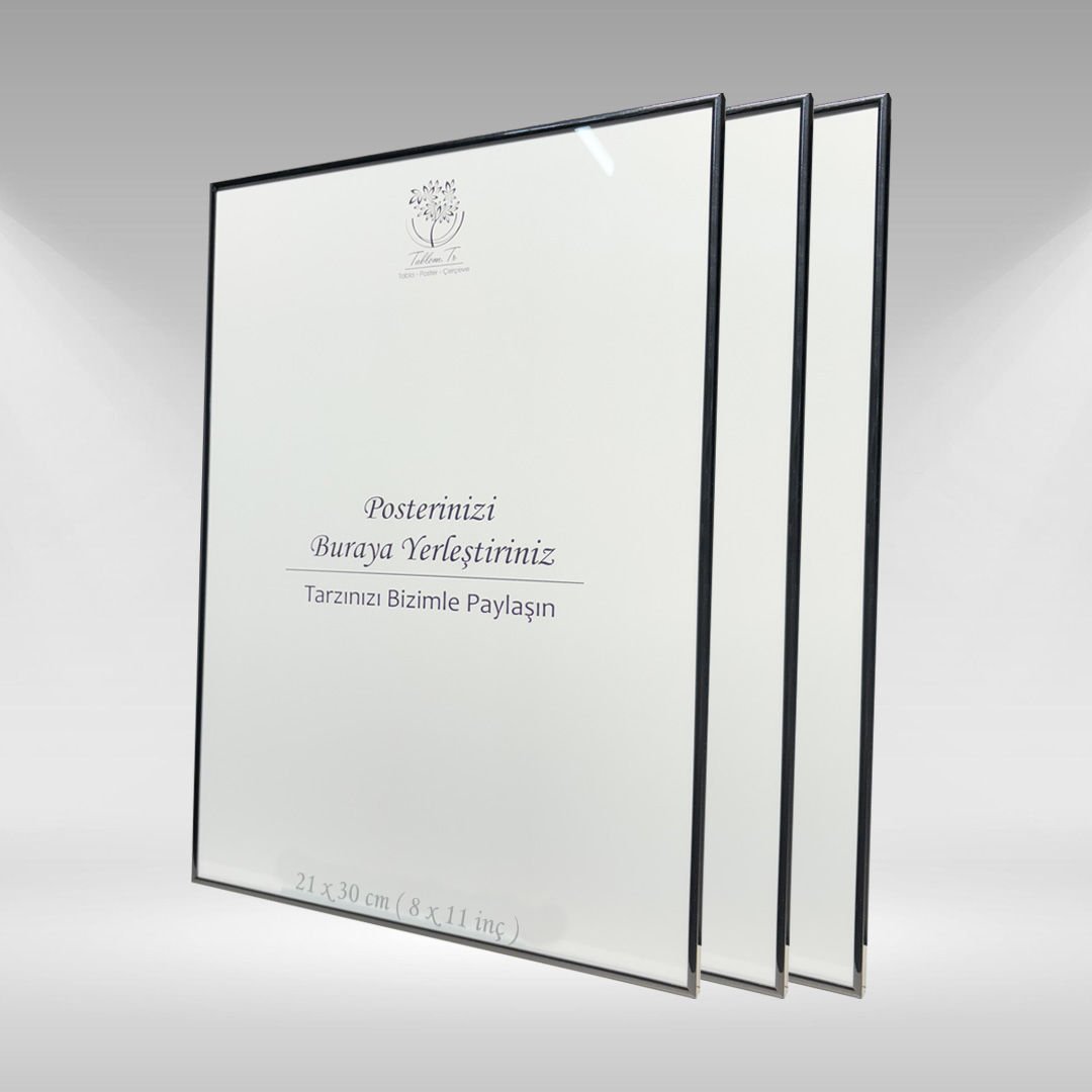 Siyah Metal Çerçeveli Camlı Boş Çerçeve 21x30 CM - Üçlü