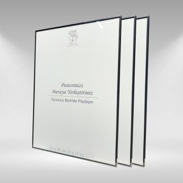 Siyah Metal Çerçeveli Camlı Boş Çerçeve 21x30 CM - Üçlü