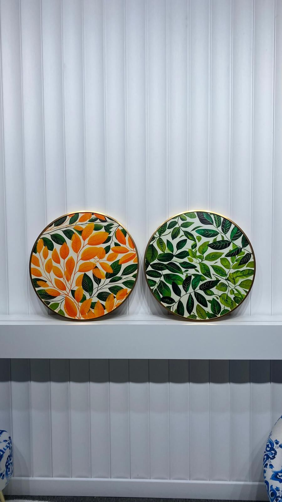 Autumn Leaves Yuvarlak Çerçeveli Camlı Tablo