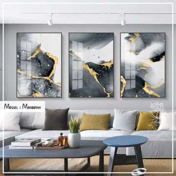 Marborn Üçlü Tablo Gold - 21x30 CM