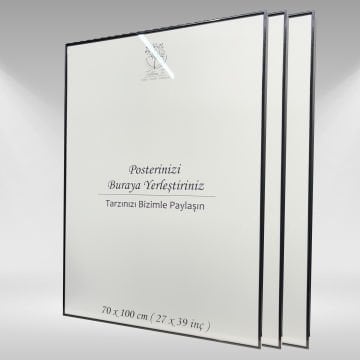 Siyah Metal Çerçeveli Camlı Boş Çerçeve 70x100 CM - Üçlü