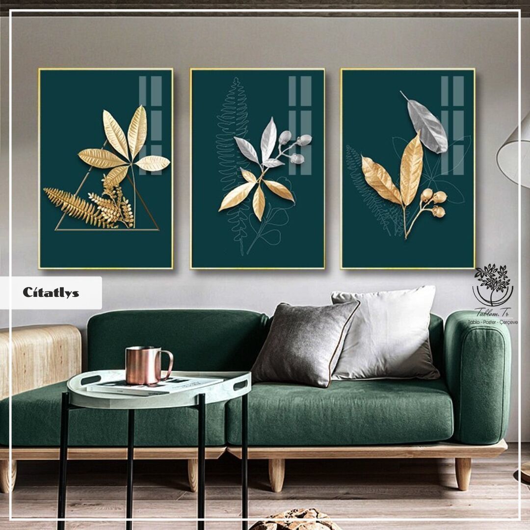 Citatlys Üçlü Tablo Gümüş - 30x40 CM