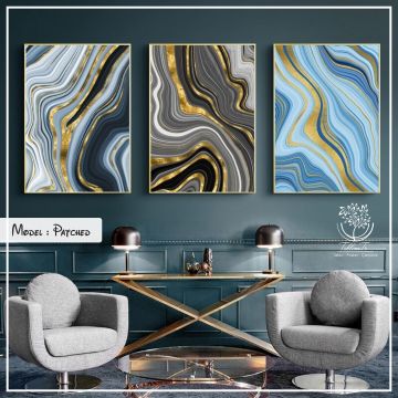 Patched Üçlü Tablo Siyah - 70x100 CM