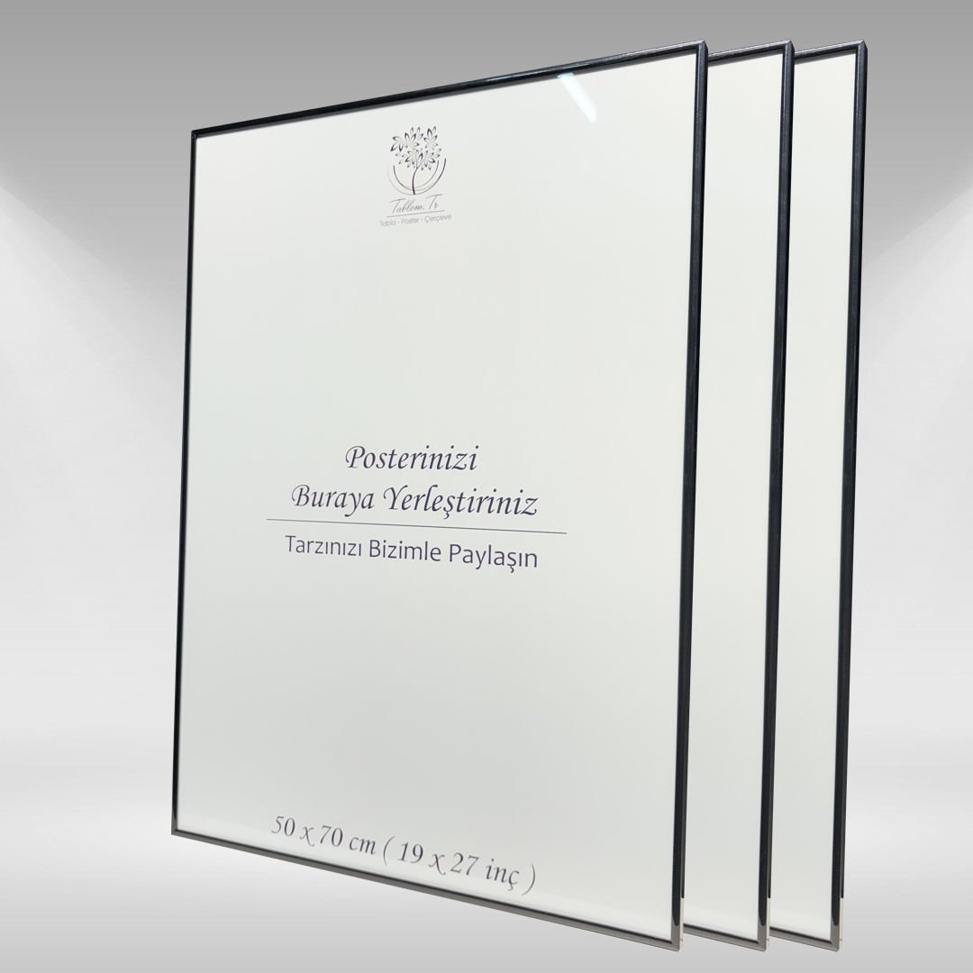 Siyah Metal Çerçeveli Camlı Boş Çerçeve 50x70 CM - Üçlü