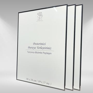 Siyah Metal Çerçeveli Camlı Boş Çerçeve 50x70 CM - Üçlü